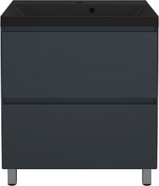 Style Line Тумба с кварцевой раковиной графит Манхэттен 70 Plus эмаль графит матовая – фотография-1